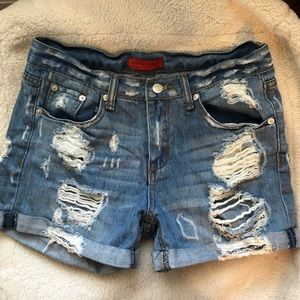 Signature 8 Distressed Denim Shorts